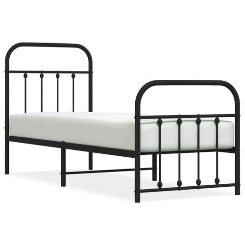 Sengeramme med sengegavl og fodgærde 75x190 cm metal sort