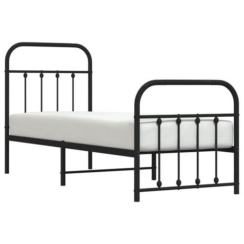 Sengeramme med sengegavl og fodgærde 75x190 cm metal sort
