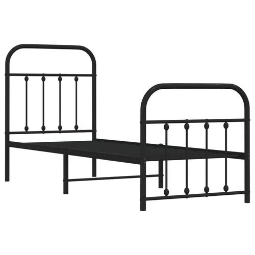 Sengeramme med sengegavl og fodgærde 75x190 cm metal sort