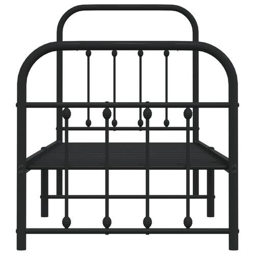 Sengeramme med sengegavl og fodgærde 75x190 cm metal sort