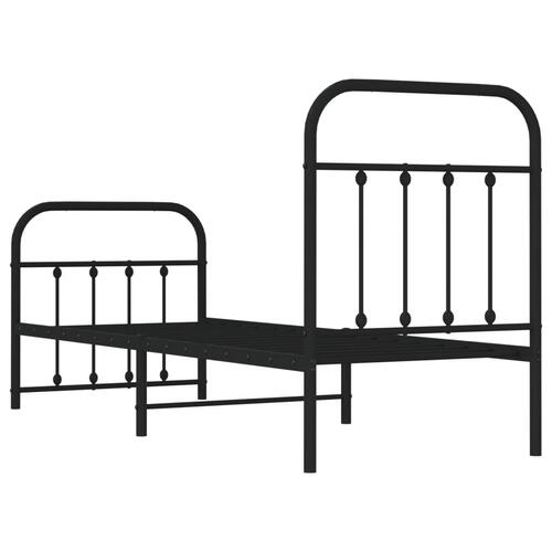 Sengeramme med sengegavl og fodgærde 75x190 cm metal sort
