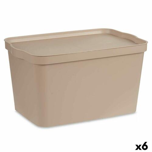 Opbevaringsboks med låg Beige Plastik 24 L 29,3 x 24,5 x 45 cm (6 enheder)