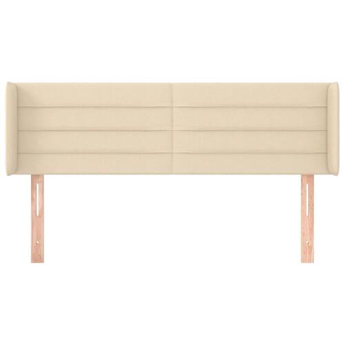 Sengegavl med kanter 147x16x78/88 cm stof cremefarvet