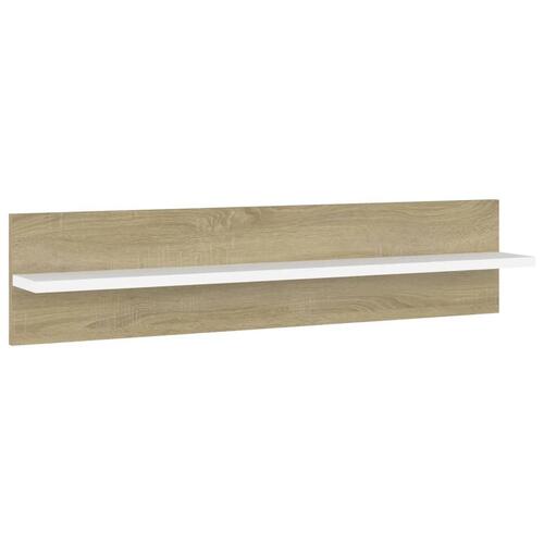 Væghylder 4 stk. 80x11,5x18 cm spånplader hvid og sonoma-eg