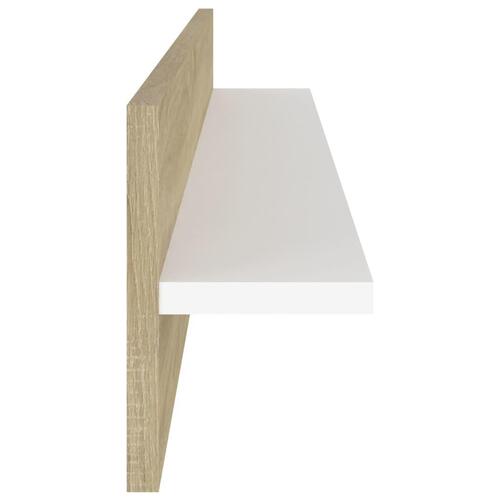 Væghylder 4 stk. 80x11,5x18 cm spånplader hvid og sonoma-eg