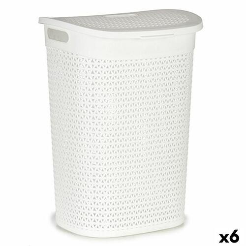 Vasketøjskurv Hvid Plastik 60 L 43,5 x 57,5 x 34 cm (6 enheder)