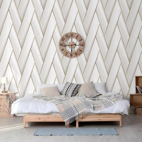 DUTCH WALLCOVERINGS tapet Geometric hvid og guldfarvet