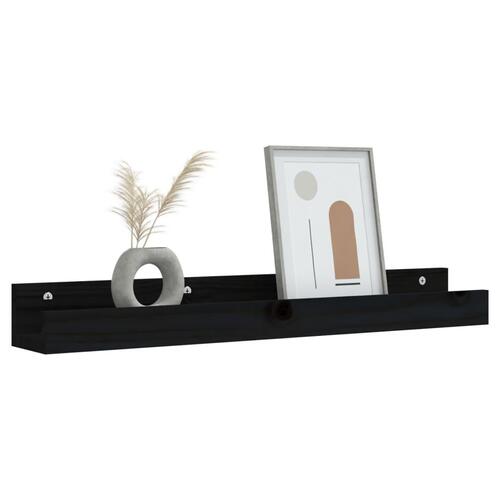 Væghylder 2 stk. 80x12x9 cm massivt fyrretræ sort
