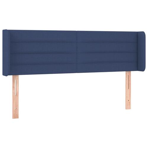 Sengegavl med kanter 147x16x78/88 cm stof blå