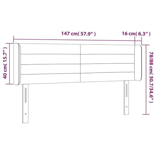 Sengegavl med kanter 147x16x78/88 cm stof blå