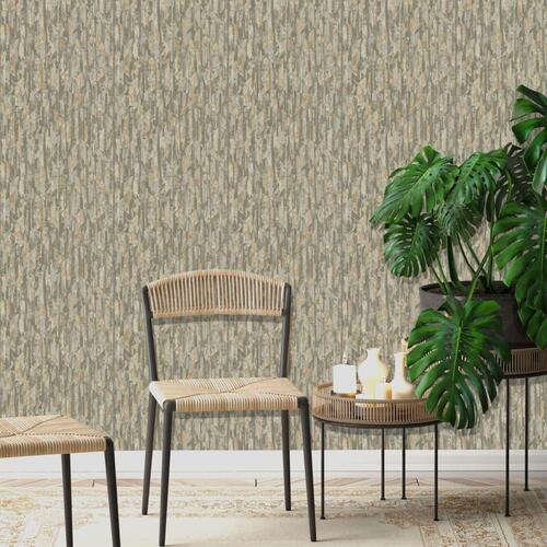 DUTCH WALLCOVERINGS tapet Phoenix grøn og beige