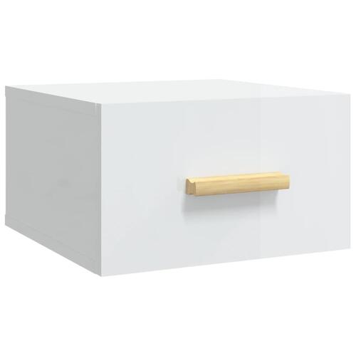 Væghængt sengebord 35x35x20 cm hvid højglans