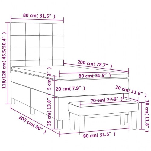 Kontinentalseng med madras 80×200 cm - fløjl, sort