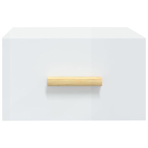 Væghængt sengebord 35x35x20 cm hvid højglans