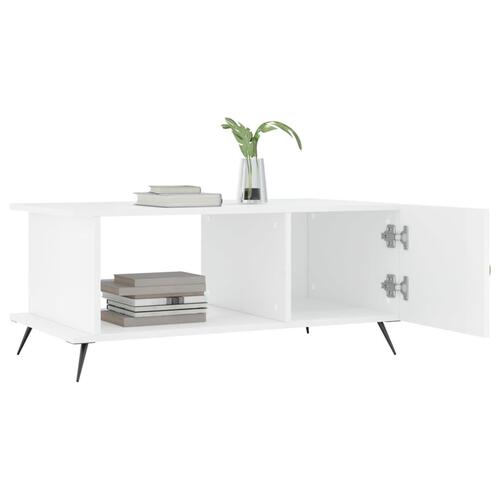 Sofabord 90x50x40 cm konstrueret træ hvid højglans