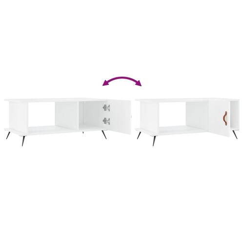 Sofabord 90x50x40 cm konstrueret træ hvid højglans