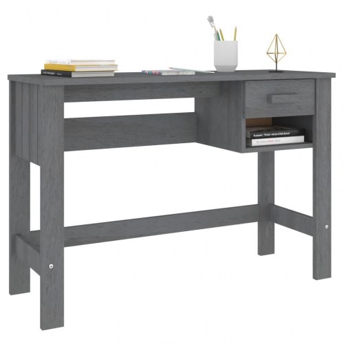Skrivebord HAMAR - massivt fyrretræ, 110 × 40 × 75 cm, mørkegrå
