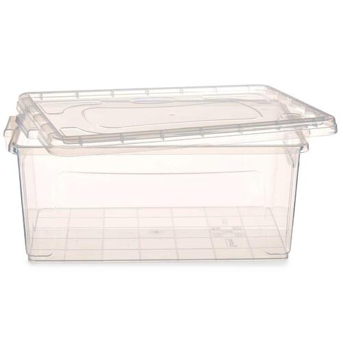 Opbevaringsboks med låg Gennemsigtig Plastik 22 L 32 x 20,5 x 50 cm (6 enheder)