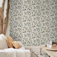 DUTCH WALLCOVERINGS tapet Leafs beige og brun