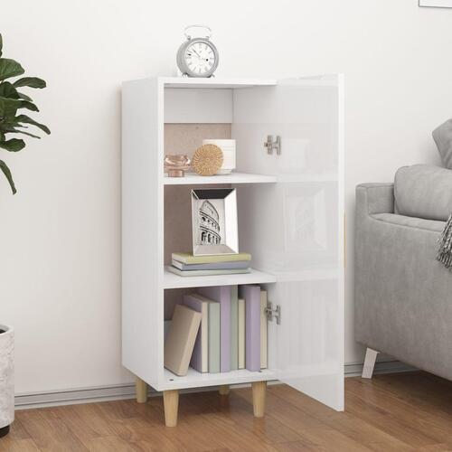 Skænk 34,5x34x90 cm konstrueret træ hvid højglans