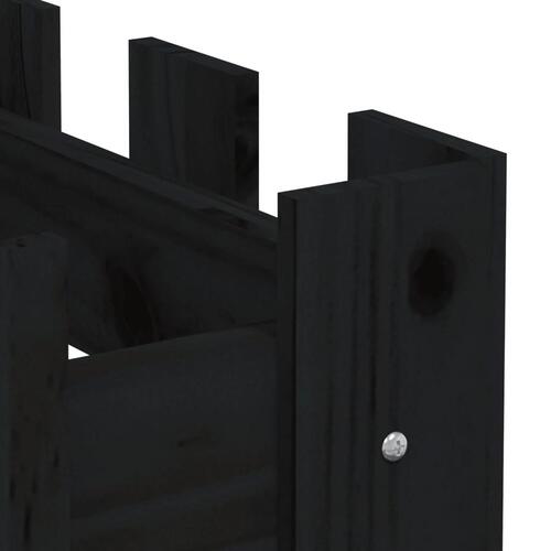 Højbed med stakitdesign 200x30x30 cm massivt fyrretræ sort