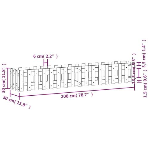 Højbed med stakitdesign 200x30x30 cm massivt fyrretræ sort