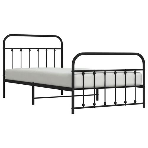 Sengeramme med sengegavl og fodgærde 100x200 cm metal sort