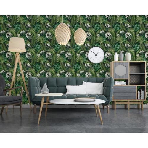 DUTCH WALLCOVERINGS tapet Eden sort og mørkegrøn