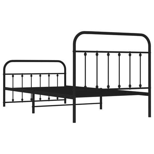 Sengeramme med sengegavl og fodgærde 100x200 cm metal sort