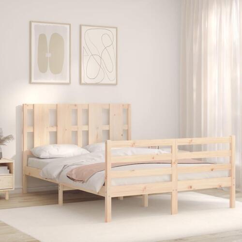 Sengeramme med sengegavl 140x190 cm massivt træ