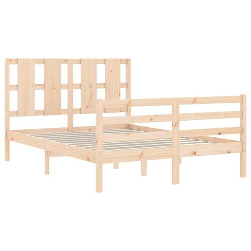 Sengeramme med sengegavl 140x190 cm massivt træ