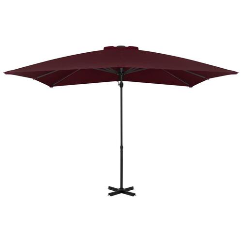 Hængeparasol med aluminiumsstang 250x250 cm bordeauxfarvet
