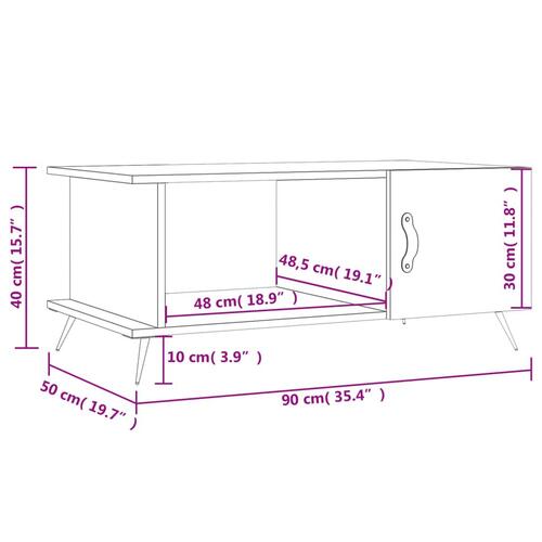 Sofabord 90x50x40 cm konstrueret træ sonoma-eg