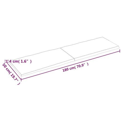 Bordplade 180x50x(2-4)cm naturlig kant ubehandlet massivt træ