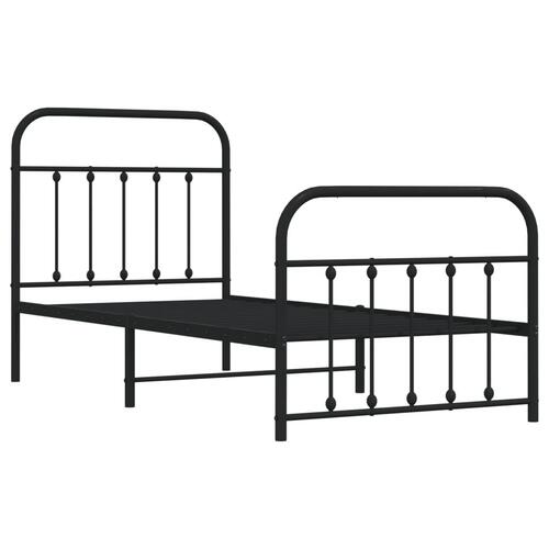 Sengeramme med sengegavl og fodgærde 90x190 cm metal sort