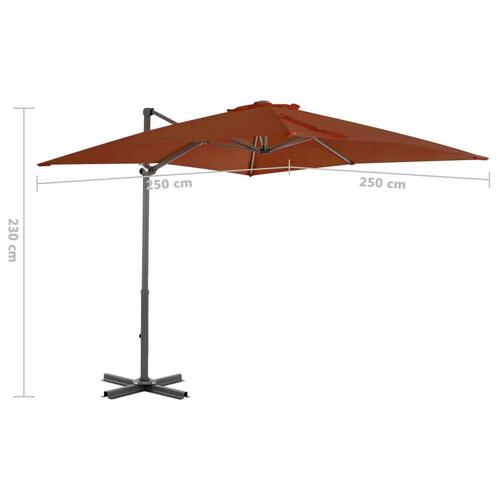 Hængeparasol med aluminiumsstang 250x250 cm terrakotta