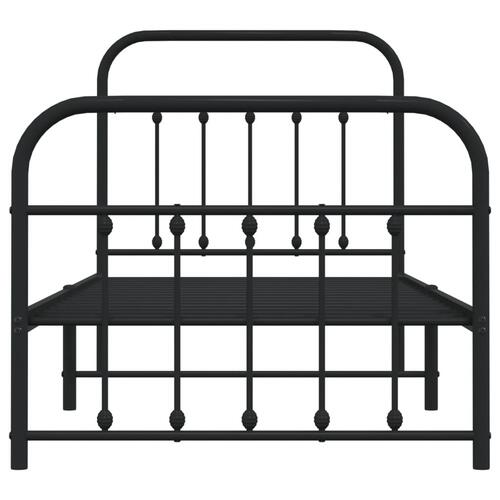 Sengeramme med sengegavl og fodgærde 90x190 cm metal sort