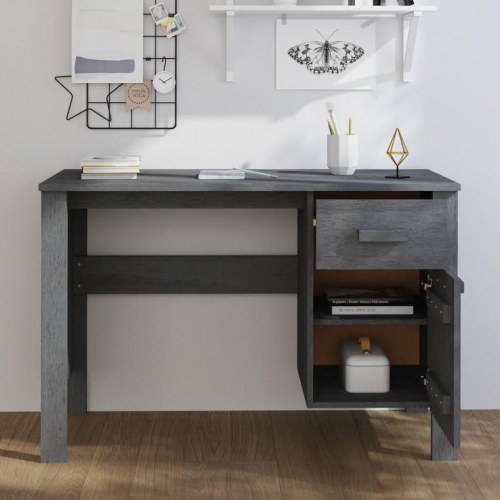 Skrivebord HAMAR 113x50x75 cm massivt fyrretræ mørkegrå