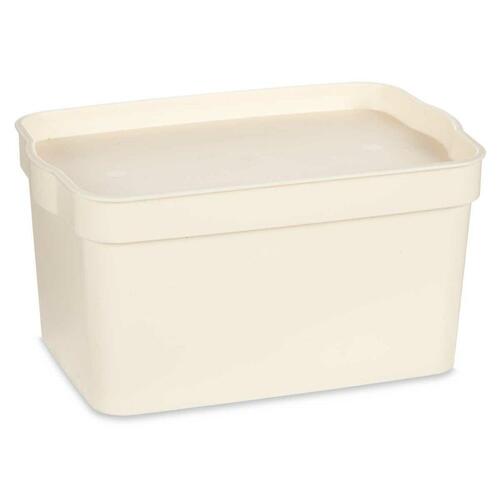 Opbevaringsboks med låg Flødefarvet Plastik 2,3 L 13,5 x 11 x 20 cm (24 enheder)