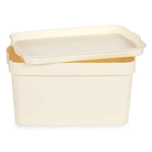 Opbevaringsboks med låg Flødefarvet Plastik 2,3 L 13,5 x 11 x 20 cm (24 enheder)