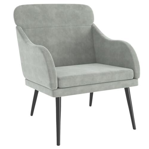 Lænestol 63x76x80 cm velour lysegrå