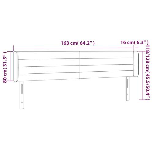 Sengegavl med kanter 163x16x78/88 cm stof cremefarvet