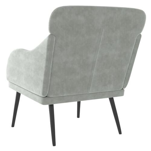 Lænestol 63x76x80 cm velour lysegrå
