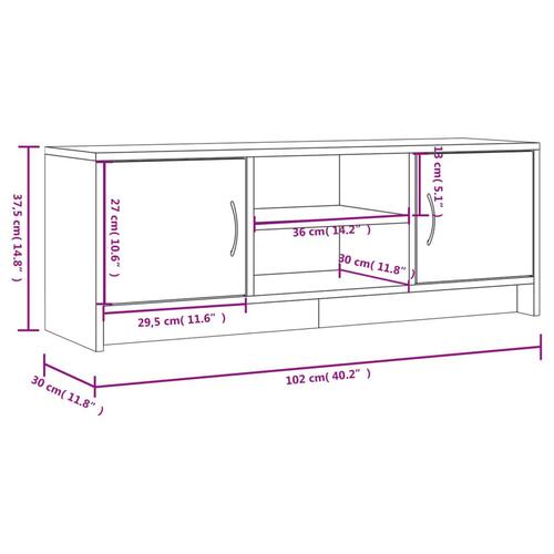 Tv-bord 102x30x37,5 cm konstrueret træ brun egetræsfarve