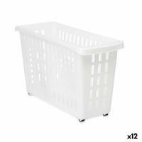 Multibrug kurv Med hjul Hvid Plastik 17,5 x 26 x 46 cm (12 enheder)