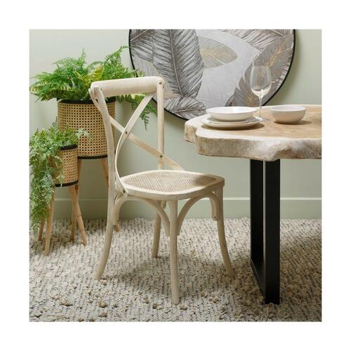 Spisebordsstol 45 x 42 x 87 cm Træ Hvid Rattan