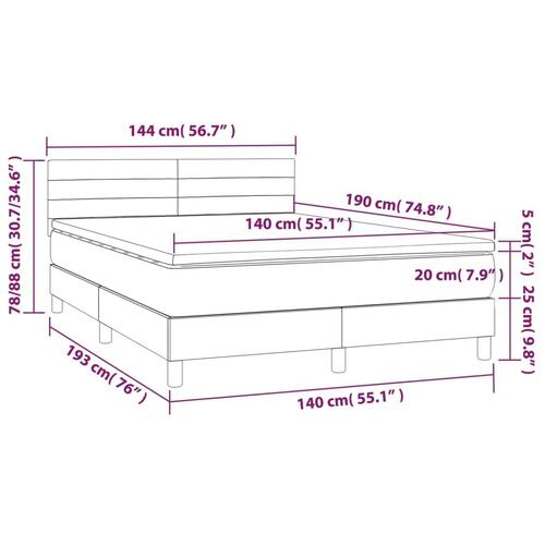 Kontinentalseng med LED-lys 140x190 cm stof sort