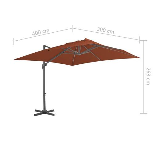 Hængeparasol med aluminiumsstang 400x300 cm Terracotta
