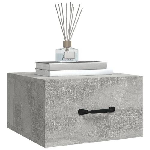 Væghængt sengebord 35x35x20 cm betongrå
