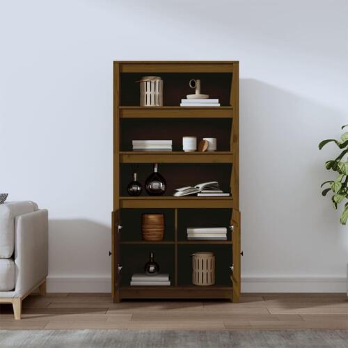 Skab 80x35x154 cm massivt fyrretræ gyldenbrun